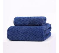 Cotton Market Lot de Serviettes Douces en Microfibre 70x140 + 35x75 cm - Serviettes de Bain Absorbantes et Séchage Rapide - Set 2 Pièces Bleu pour Douche, Salle de Bain ou Voyage - Bleu
