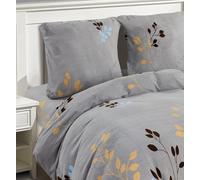 Cotton Market Parure de lit 140x200 cm avec taie d'oreiller - Coton Microfibre - Ensemble 2 pièces - Housse de Couette 140x200 cm et 1 taies d’Oreiller (70x80 cm) - Gris, Fleurs