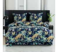 Cotton Market Parure de lit 160x200 cm avec taie d'oreiller - Ensemble 3 pièces - Housse de Couette 160x200 cm et 2 taies d’Oreiller (70x80 cm) - Chat Sauvage