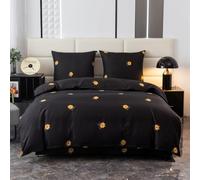 Cotton Market Parure de lit 160x200 cm avec taie d'oreiller - Ensemble 3 pièces - Housse de Couette 160x200 cm et 2 taies d’Oreiller (70x80 cm) - Fleurs
