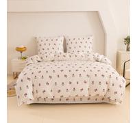 Cotton Market Parure de lit 160x200 cm avec taie d'oreiller - Ensemble 3 pièces - Housse de Couette 160x200 cm et 2 taies d’Oreiller (70x80 cm) - Roses