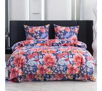 Cotton Market Parure de lit 160x200 cm avec taie d'oreiller - Ensemble 3 pièces - Housse de Couette 160x200 cm et 2 taies d’Oreiller (70x80 cm) - Jardin