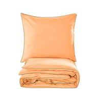 Cotton Market - Parure de lit 160x200 cm - Coton Microfibre - 2 pièces - Housse de Couette 160x200 cm, 2 taies d’Oreiller 70x80 cm - Orange
