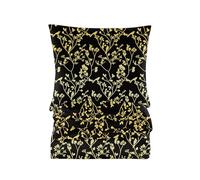 Cotton Market - Parure de lit 160x220 cm - Coton Microfibre - Ensemble 3 pièces - Housse de Couette 160x220 cm et 2 taies d’Oreiller 70x80 cm - Fleurs, Noir et Or