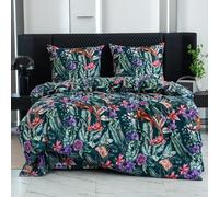 Cotton Market Parure de lit 200x200 cm avec taie d'oreiller - Ensemble 3 pièces - Housse de Couette 200x200 cm et 2 taies d’Oreiller (70x80 cm) - Singe