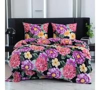 Cotton Market Parure de lit 200x200 cm avec taie d'oreiller - Ensemble 3 pièces - Housse de Couette 200x200 cm et 2 taies d’Oreiller (70x80 cm) - Ciel