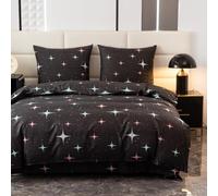 Cotton Market Parure de lit 200x200 cm avec taie d'oreiller - Ensemble 3 pièces - Housse de Couette 200x200 cm et 2 taies d’Oreiller (70x80 cm) - Étoiles