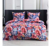 Cotton Market Parure de lit 200x200 cm avec taie d'oreiller - Ensemble 3 pièces - Housse de Couette 200x200 cm et 2 taies d’Oreiller (70x80 cm) - Jardin