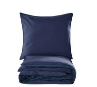 Cotton Market - Parure de lit 200x200 cm - Coton Microfibre - Ensemble 2 pièces - Housse de Couette 200x200 cm et 2 taies d’Oreiller 70x80 cm - Bleu Marine