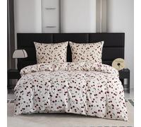 Cotton Market Parure de lit 3 pièces - Housse de Couette 220 x 200 cm et 2 taies d'oreiller 70 x 80 cm - Cerises