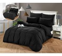 Cotton Market Parure de lit 3 pièces - Housse de couette 220 x 200 cm et 2 taies d'oreiller 70 x 80 cm - Noir