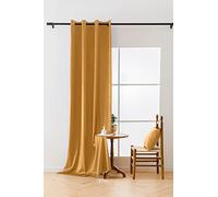 Cotton Market Rideau 270 x 140 cm pour Fenêtre et Porte de Balcon - Opaque avec Œillets pour la Maison - Tringle Occultant - Moutarde