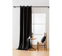 Cotton Market Rideaux 270 x 140 cm - Rideaux pour fenêtre et porte de balcon - Rideau pour la maison avec œillets - Rideau occultant - Tringle à rideaux - Rideau occultant - Noir