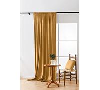 Cotton Market Rideaux en Velours 270 x 140 cm - pour fenêtre et Porte de Balcon - Rideau pour Maison sur Bande - Rideau occultant - Moutarde