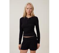 Cotton On Cotton On Black Sleep Recovery Henley Long Sleeve Pyjama Top