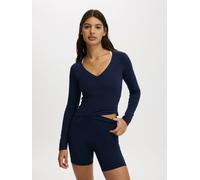 Cotton On Cotton On Blue Ultra Soft Plunge Front Long Sleeve Top