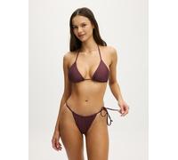 Cotton On Cotton On Brown Shimmer Side Tie Gathered Brazilian Bikini Bottoms