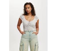 Cotton On Cotton On Pink Floral Kara Fitted Short Sleeve Top