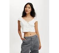 Cotton On Cotton On White Floral Kara Fitted Short Sleeve Top