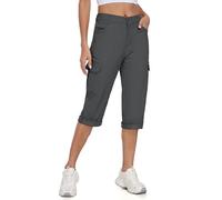 Cotton Pantalon Randonnée Femme été Cargo Pantalon Léger Taille Elastique Trekking Pants avec Poches Gris-A EU 3XL