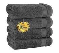 Cotton Paradise Lot de 4 essuie-Mains turcs pour Salle de Bain, 100% Coton, essuie-Mains Doux et absorbants, Gris foncé