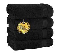 Cotton Paradise Lot de 4 essuie-Mains turcs pour Salle de Bain, 100% Coton, Serviettes Douces et absorbantes, Noir