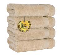 Cotton Paradise Lot de 4 essuie-Mains turcs pour Salle de Bain, 100% Coton, Serviettes Douces et absorbantes, Beige