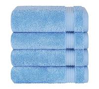 Cotton Paradise Lot de 4 essuie-Mains turcs pour Salle de Bain, 100% Coton, Serviettes Douces et absorbantes, Bleu Ciel
