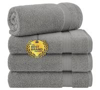 Cotton Paradise Lot de 4 Serviettes de Bain Turques 100% Coton, en Peluche Douce, pour Salle de Bain, Gris Clair