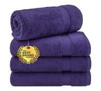 Cotton Paradise Lot de 4 Serviettes de Bain Turques 100% Coton, en Peluche Douce, pour Salle de Bain, Violet