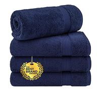 Cotton Paradise Lot de 4 Serviettes de Bain Turques pour Salle de Bain, 100% Coton, en Peluche Douce, Extra Larges, Bleu Marine