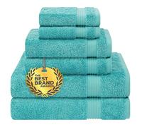 Cotton Paradise Lot de 6 Serviettes 100% Coton Turc, Douces et absorbantes, pour Salle de Bain, 2 Serviettes de Bain, 2 essuie-Mains, 2 débarbouillettes, Bleu Turquoise