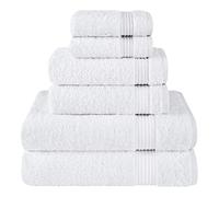 Cotton Paradise Lot de 6 Serviettes 100% Coton Turc, Douces et absorbantes, pour Salle de Bain, 2 Serviettes de Bain, 2 essuie-Mains, 2 débarbouillettes, Blanc