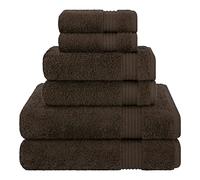 Cotton Paradise Lot de 6 Serviettes 100% Coton Turc, Douces et absorbantes, pour Salle de Bain, 2 Serviettes de Bain, 2 essuie-Mains, 2 débarbouillettes, Marron