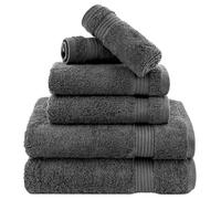 Cotton Paradise Lot de 6 Serviettes avec 2 Serviettes de Bain/2 essuie-Mains, 2 débarbouillettes pour Salle de Bain, 100% Coton Turc, Doux et Absorbant, Gris