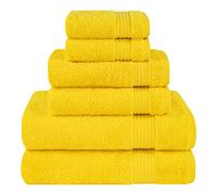 Cotton Paradise Lot de 6 serviettes turques 100 % coton douces et absorbantes pour salle de bain, 2 serviettes de bain, 2 essuie-mains, 2 débarbouillettes, jaune