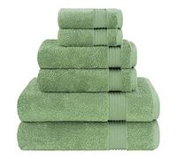 Cotton Paradise Lot de 6 Serviettes Turques 100% Coton, Douces et absorbantes, pour Salle de Bain, 2 Serviettes de Bain, 2 essuie-Mains, 2 débarbouillettes, Vert Sauge