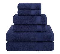 Cotton Paradise Lot de 6 Serviettes Turques 100% Coton Douces et absorbantes pour Salle de Bain, 2 Serviettes de Bain, 2 essuie-Mains, 2 débarbouillettes, Bleu Marine