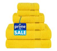 Cotton Paradise Lot de 6 serviettes turques 100 % coton douces et absorbantes pour salle de bain, 2 serviettes de bain, 2 essuie-mains, 2 débarbouillettes, jaune