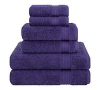 Cotton Paradise Lot de 6 Serviettes Turques 100% Coton Douces et absorbantes pour Salle de Bain, 2 Serviettes de Bain, 2 essuie-Mains, 2 débarbouillettes, Violet