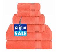 Cotton Paradise Lot de 6 Serviettes Turques 100% Coton, Douces et absorbantes, pour Salle de Bain, 2 Serviettes de Bain, 2 essuie-Mains, 2 débarbouillettes, Corail