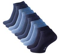 Cotton Prime Lot de 10 paires de Socquettes Unisexes pour vous et lui, bleu, Taille 39-42