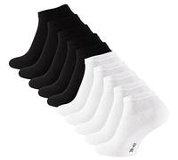 Cotton Prime Lot de 10 paires de Socquettes Unisexes pour vous et lui, noir/blanc, Taille 43-46