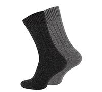 Cotton Prime Lot de 2 paires de chaussettes en alpaga, chaussettes en laine, chaussettes d'hiver pour homme et femme - Chaussettes chaudes pour la maison, 2 paires anthracite/gris, 39-42