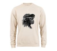 Cotton Prime Sweat-shirt 'Cool Monkey mit Brille' beige / graphite / noir / blanc, Taille XL