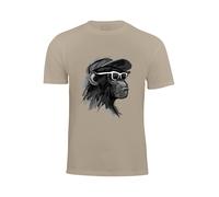Cotton Prime T-Shirt 'Cool Monkey mit Brille' beige / gris foncé / noir, Taille XXL