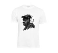 Cotton Prime T-Shirt 'Monkey mit DJ-Kopfhörer' noir / blanc, Taille XL