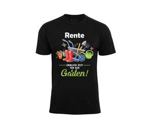 Cotton Prime T-Shirt 'Rente - Endlich Zeit Für Den Garten' bleu / vert / rouge / noir, Taille S