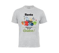 Cotton Prime T-Shirt 'Rente - Endlich Zeit für den Garten' gris / vert / rouge / noir, Taille XL