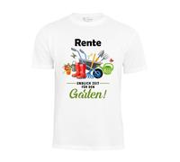 Cotton Prime T-Shirt 'Rente - Endlich Zeit für den Garten' pomme / rouge / noir / blanc, Taille L